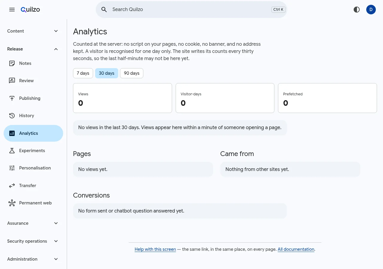 The Analytics screen